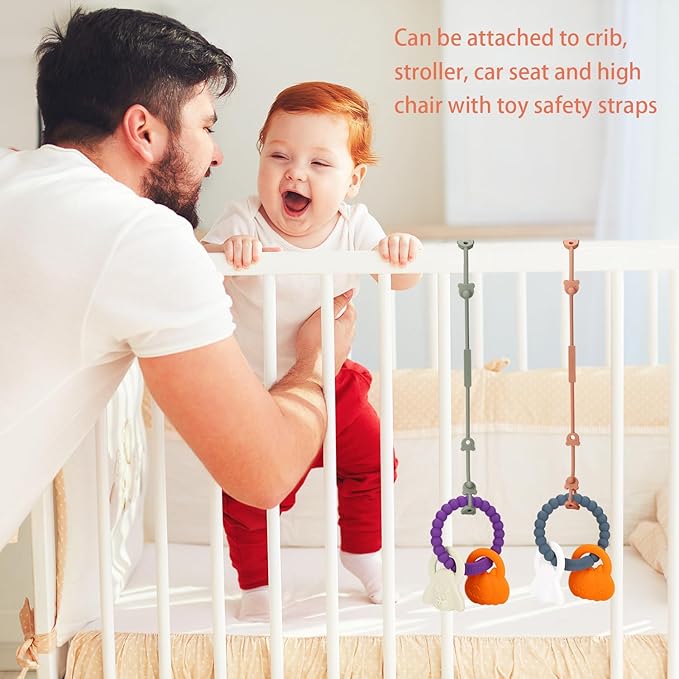 Silicone Teething Ring Toy, Halloween Baby Teether Toys with Rattles Pumpkin and Ghost 3-6-12 Months