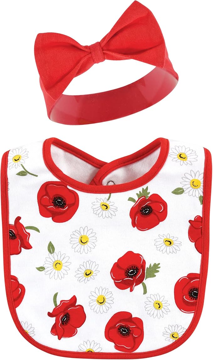 Hudson Baby Unisex BabyCotton Bib and Headband or Caps Set