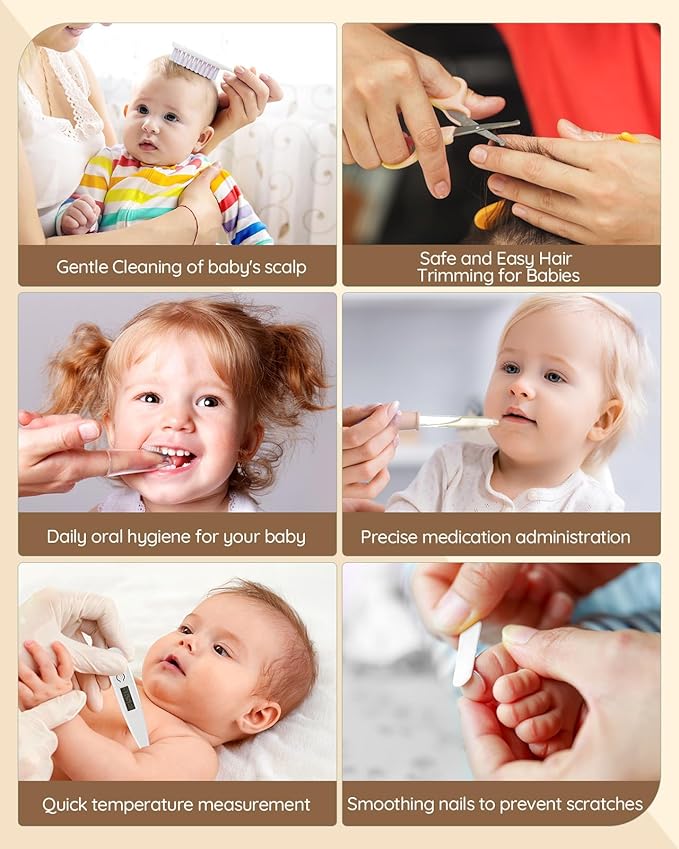 Lilian&Gema Baby Healthcare and Grooming Kit, 28-in-1 Rechargeable Nail Trimmer Electric Set, Dual Auto Light Baby Nail Care Kit, Portable Newborn Nursery Health Care Set for Infant Toddlers Boy Girl