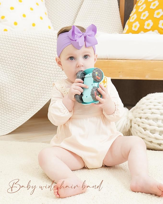 doboi 20pcs Baby Headbands and Hair Bows Set - 4 Inches Nylon Headbands with Bows for Newborns, Infants