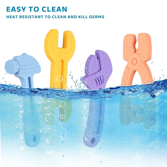 Fu Store 4 Pack Soft Silicone Teething Toys for Toddlers