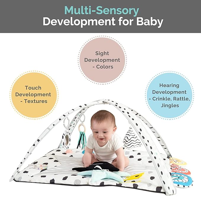 LADIDA Tummy Time Mat, Stage Based Baby Play Gym 12 Toys,