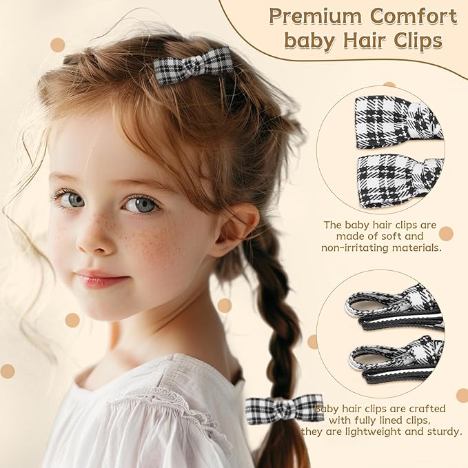 Baby Hair Clips,10Pcs 2" Fully Lined Hair Bow Clips for Babies