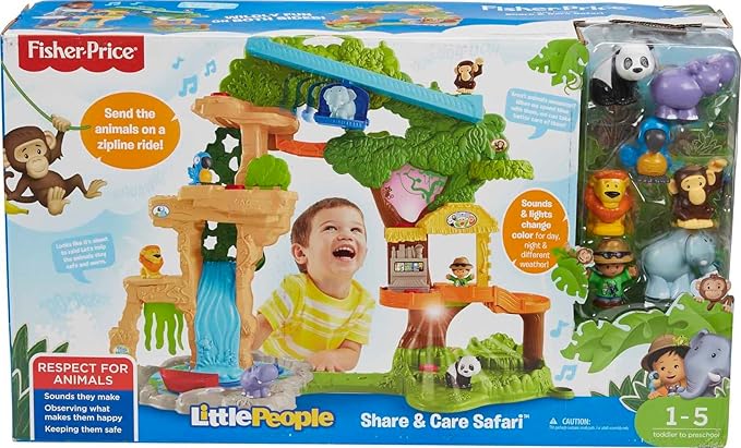 Fisher-Price Little People Toddler Toy Share & Care Safari 2-Ft 7 Figures 1+ years