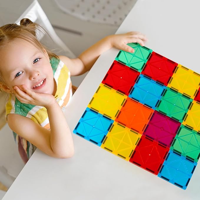 Magnetic Tiles, 64 PCS Magnetic Building Blocks, Magnets Building Set, STEM Toys for Kids Boys and Girls Creative and Inspirational