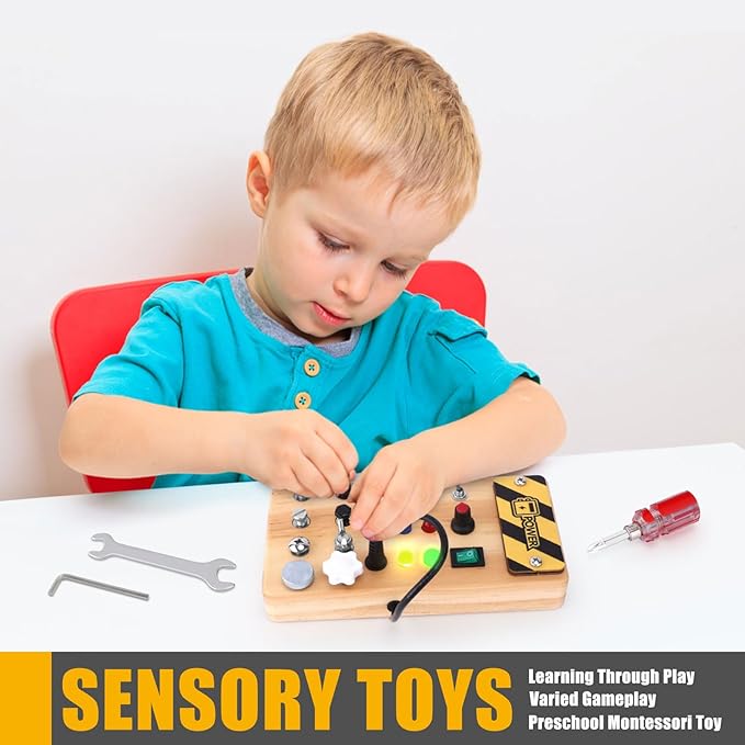 Screwdriver Tool Set Busy Board, Toddler Wooden Sensory Toys Montessori 3+ Year 3-6 Year