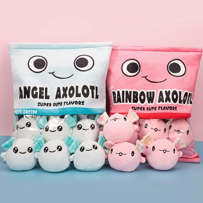 Axolotl Plush Pillow Throw Pillow, Cute Axolotl Plush Toys Doll (6 pcs,