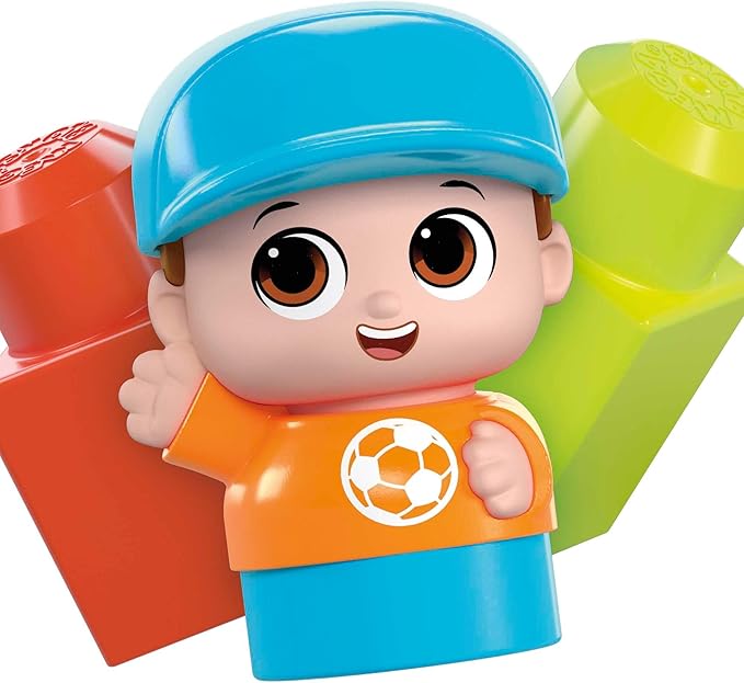 Mega BLOKS First Builders Toddler Building Toy Set, Block Spinning Wagon with 20 Pieces and Storage 1 Figure, 1+ Years