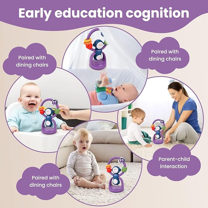 Infant High Chair Toys, Spinning Sensory Toys with Suction Base 2-in-1 Suction 6-12 Months,