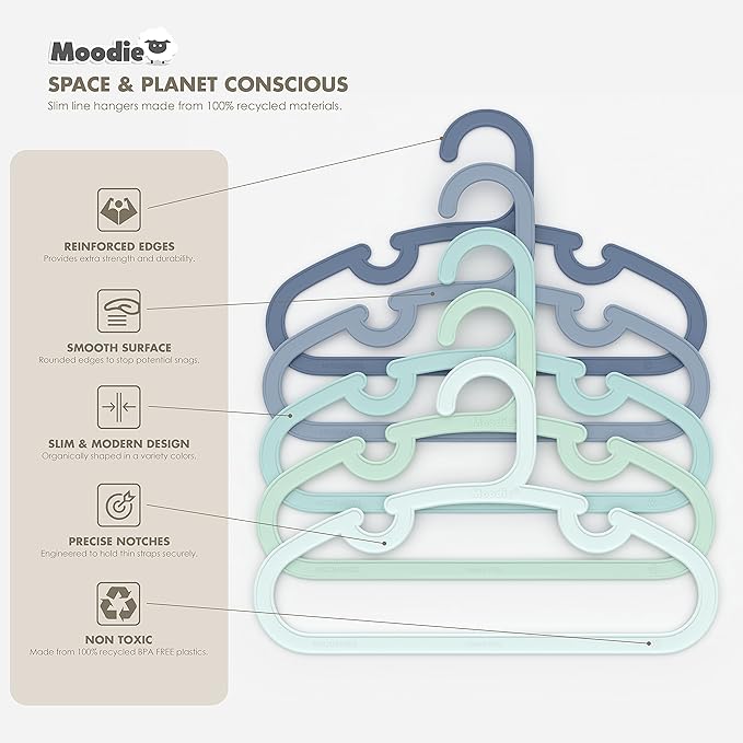 Recycled Plastic Kids Hangers | 13.5" Heavy Duty Kids Clothes Hangers | Bulk Pack Childrens Hangers, Large Child Hangers | Toddler Hangers (2-12yrs | 25 Pack, Blues)