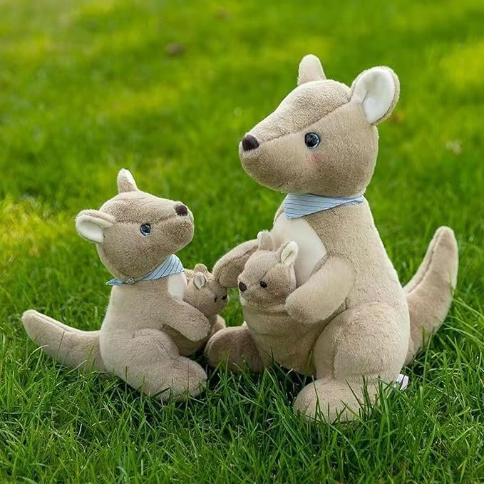 Kangaroo Stuffed Animal Plush Doll - Mother Kangaroo with Removable Child Kangaroo Plushies, Adorable Plushie for Ages 3 and Up (Brown,15.74 inch)