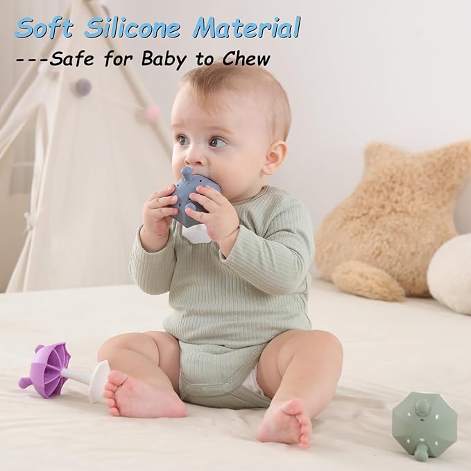 Umbrella Baby Teether with Suction Base, Keeping Babys Busy 0-6 Months, 6-12 Months 12-24 Months,