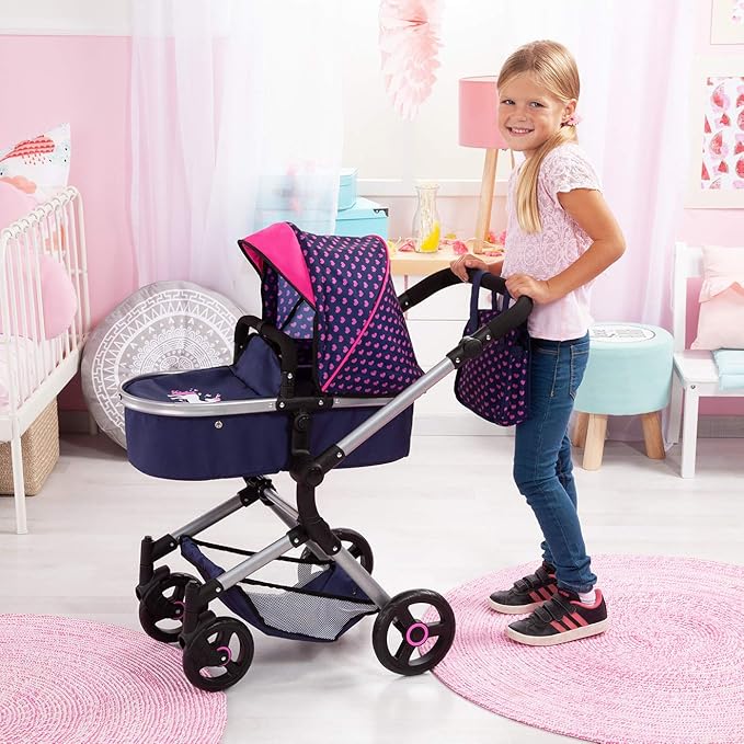 Bayer Design Baby Doll City Vario Pram, Blue Pink