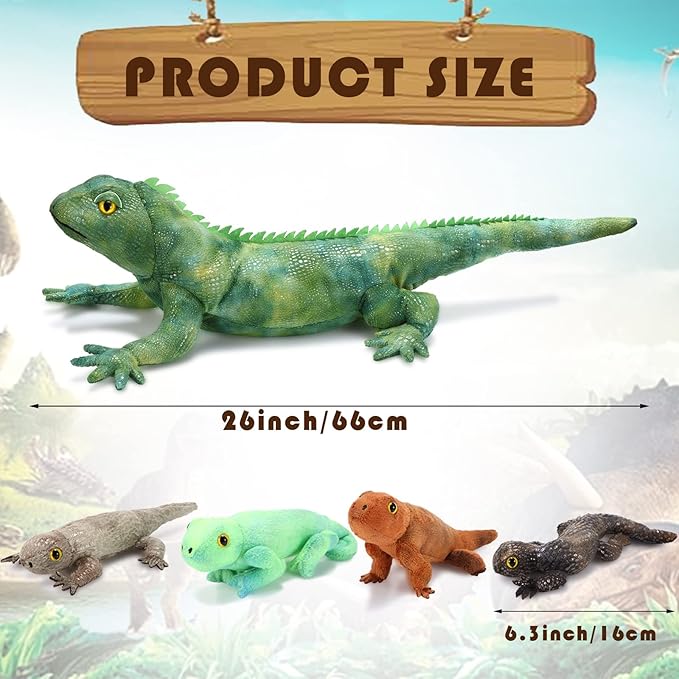 HyDren 5 Pcs Stuffed Iguanas Plush Toy Set 26 Inch 4 Babies