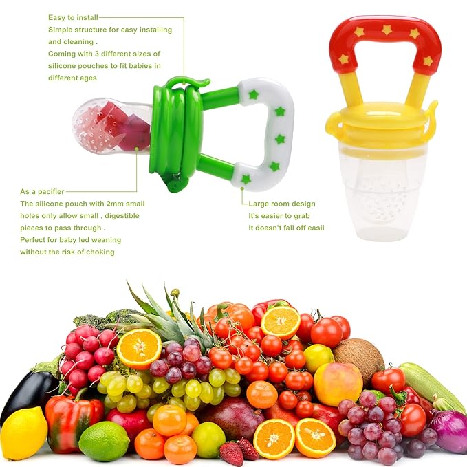 Food Feeder for Baby, Fruit Feeder Pacifier (3 Pcs) 6 Different 1 PCS 90ML with 1 PC 1 PC