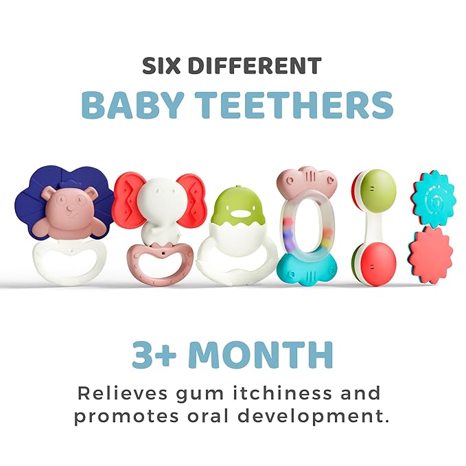 Lollipop Baby Teething Toys Set - 6-Pack Teething Toys for Babies 0-12 Months