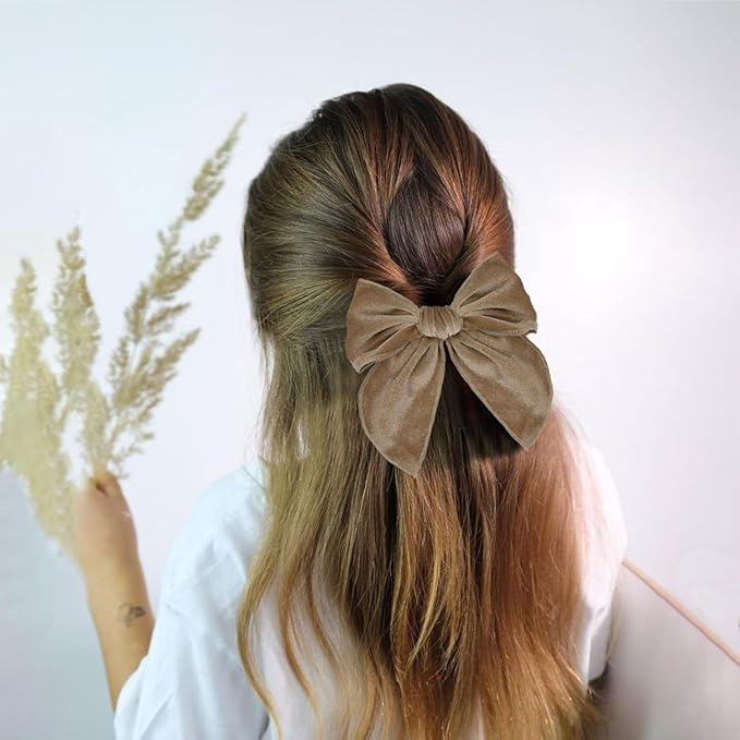 Velvet 5 Inch Swallowtail Fable Hair Bow Alligator Hair Clips 8Pcs for