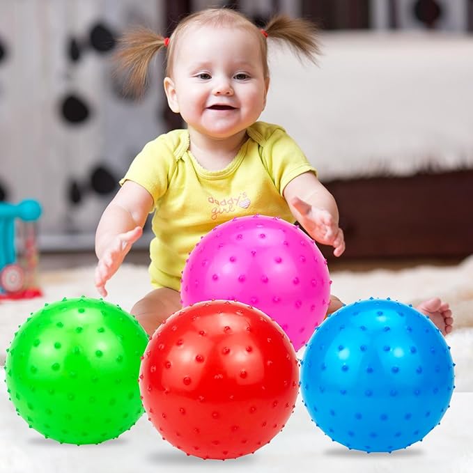 Hymaz 5 Pack Knobby Balls Bulk 9 Inch Sensory Balls Bouncy Balls Sport Toys Spiky Massage Stress Balls, Sensory Toys Balls Party Favors