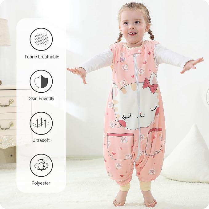Baby Sleeping Sack Sleeveless, Toddler Sleeping Bag with Legs