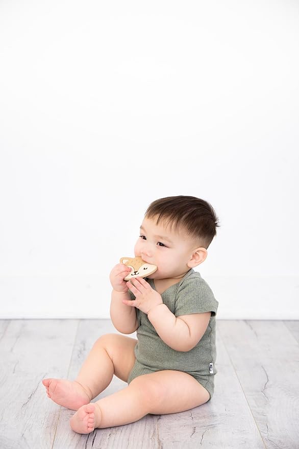 Pearhead Fox Silicone Baby Teether, Teething Toy for Babies 0+ Months