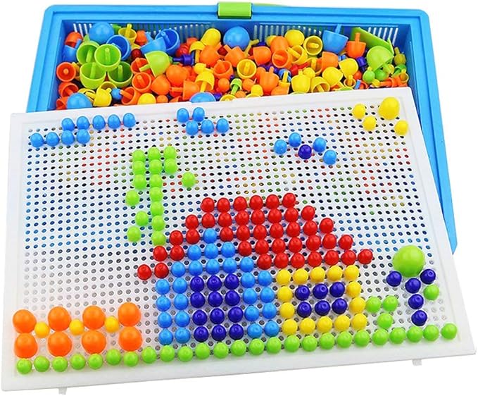 HenMerry Creative Mushroom Nails Mosaic Pegboard Children's Educational Toys 3D (600pcs)