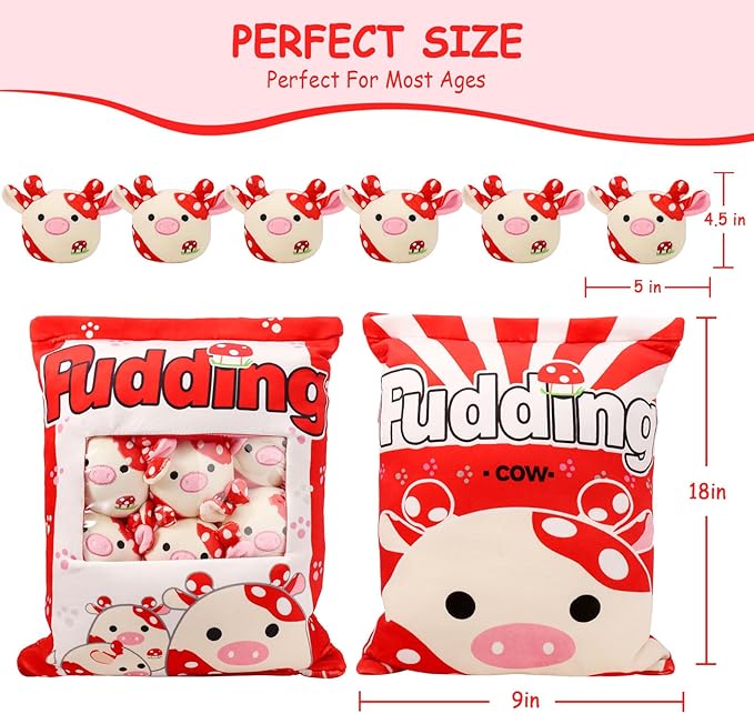Cow Plush Pillow, Cow Stuffed Animals Cow Mini Doll Toy (6 Mushroom