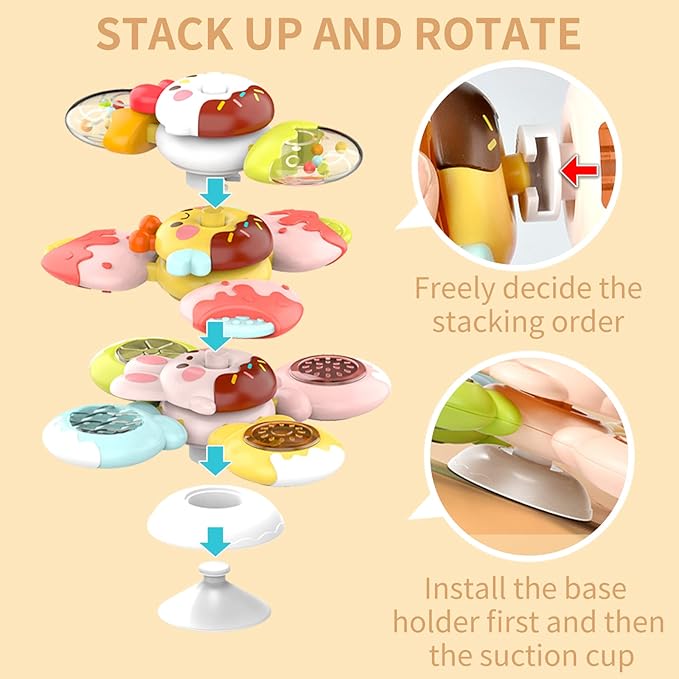 High Chair Baby Toys 12-18 Months, Suction Cup Spinner Toy for Baby Rattle 1-3, Birthday 1 2
