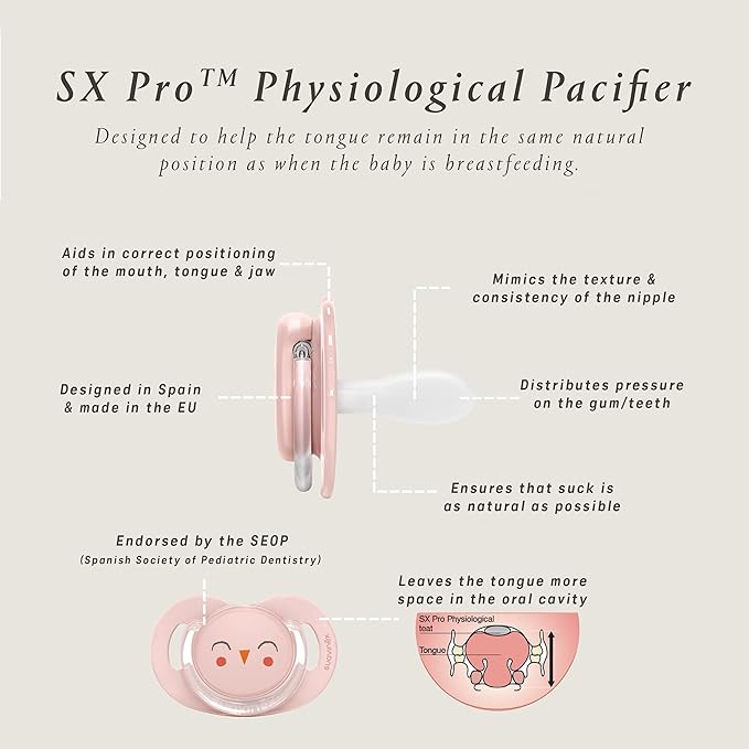 Suavinex Bonhomia SX PRO Physiological Pacifier, Supports Breastfeeding Babies 0-6 Months,