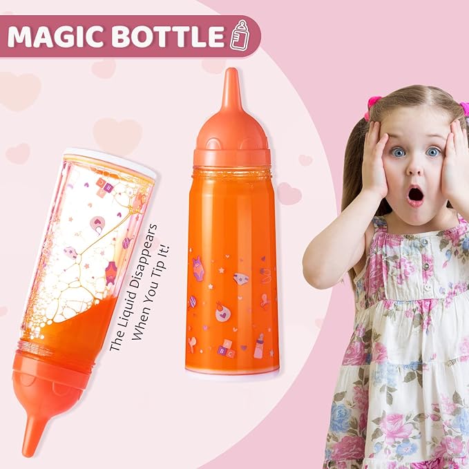 JOYIN Doll Magic Bottle Set, 2 Disappearing Magic Milk & 2 Toy