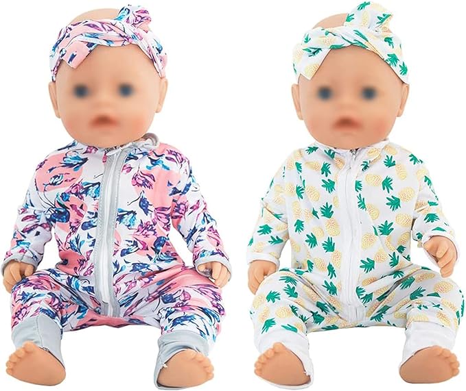 SOTOGO 5 Sets Doll Clothes Outfits Jumpsuits with 5 Headbands 14 to 17 Inch 15 Inch 18 Inch