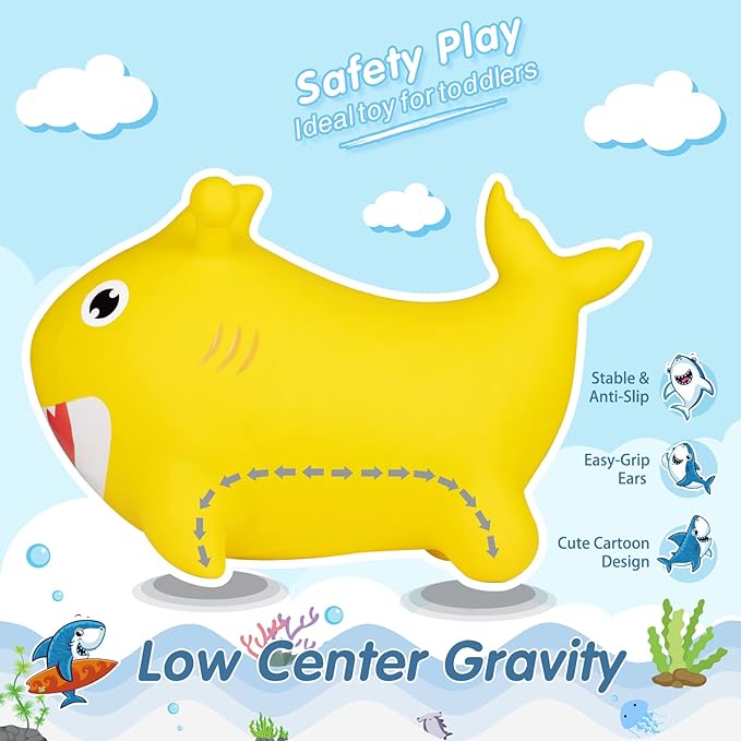 INPANY Bouncy Baby Shark Toys for 2 Year Old Boy, Toddler Hopper Ball 3 4