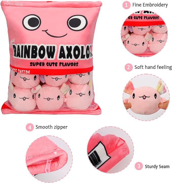 Axolotl Plush Pillow Throw Pillow, Cute Axolotl Plush Toys Doll (6 pcs,