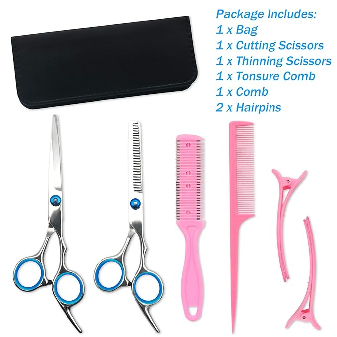 LIGICKY Hair Cutting Scissors Professional Stainless Steel Hairdressing Kits for kids haircuts Thinning Bang Hair Shears for Salon/Home