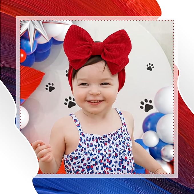 YanJie Baby Headbands Red Hair Bow Blue Headband Baby Bow 0-6 Months