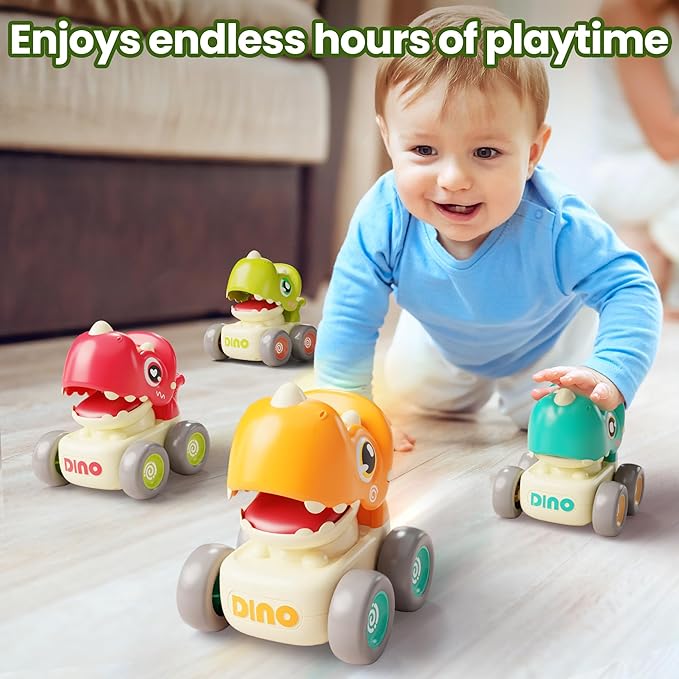 iPlay, iLearn Dinosaur Car Toys for Toddlers 1-3 6 9 12 18 1st Birthday 1 2