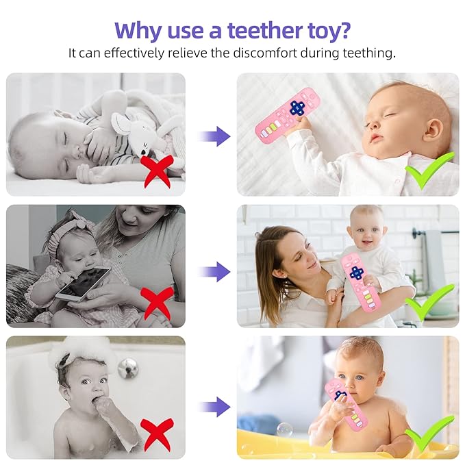 Chuya Silicone Remote Teethers Baby Teething Toys, TV Remote Teether 0-6-12-18 Months