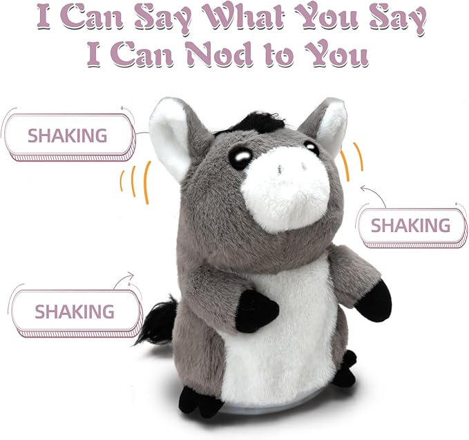 HOMILY Donkey, Repeats What You Say Plush Animal Toy Electronic Hamster Mouse for Boys