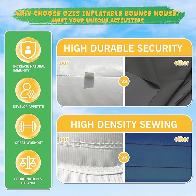 OZIS White Bounce House Castle with Ball Pit for Kids, 13x10x10FT Inflatable White Bounce House with Blower