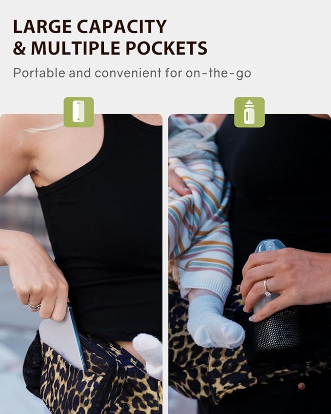 GROWNSY Baby Hip Carrier with Seat, Supportive Hip Side Seat Carrier for Baby Child Toddler(8-50lbs), Large Capacity Pockets, Adjustable Waistband, Leopard