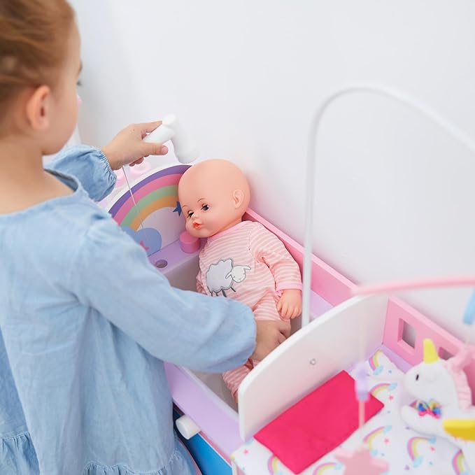 Teamson Kids - Olivia's Classic 6 in 1 Baby Doll Changing Station with Storage, Pretend Play Dolls Furniture