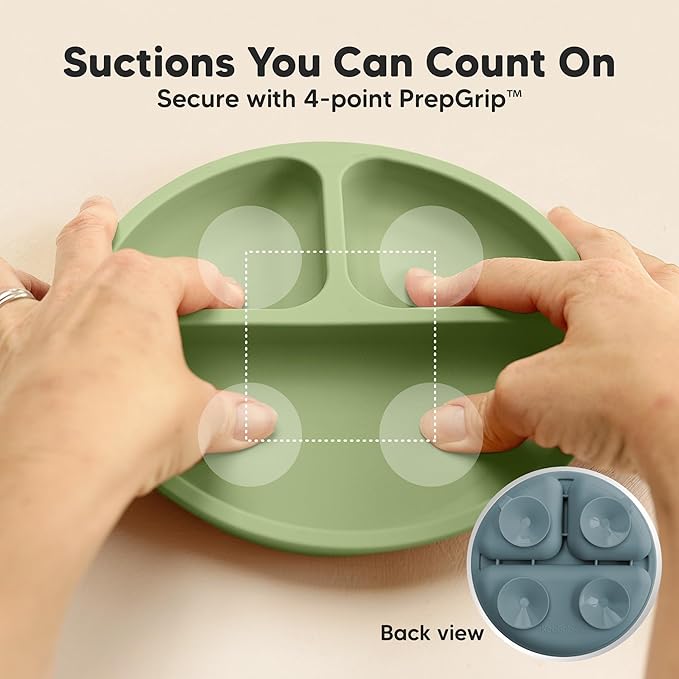 KeaBabies Suction Plates for Baby, Toddler - 3-Pack 100% Silicone Toddler Plates, Divided Baby Plates with Suction, Silicone Plates for Baby, Kids, BPA-Free, Microwave, Dishwasher Safe (Desert)