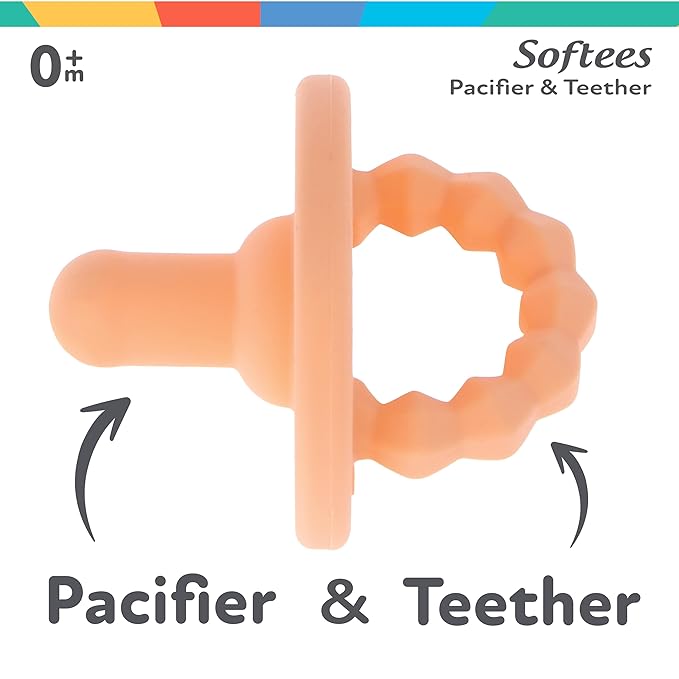Nuby Silicone Softees Pacifier and Teethers - (5-Pack) Silicone Baby Pacifiers and Teethers 0+ Months