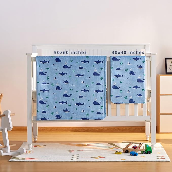 DaysU Silky Micro Soft Plush Baby Blankets for Boys with Print Animal Pattern and Soothing Raised Dots, Double Layer Bed Throws for Baby Crib 30x40 Inches