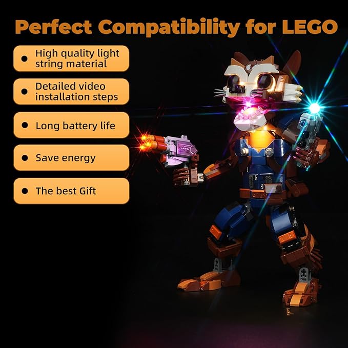 LED Light Kit for Lego-76282 Rocket & Baby Groot, Lighting Set Compatible with Lego-76282 Rocket & Baby Groot Building Blocks Model (Lights Only