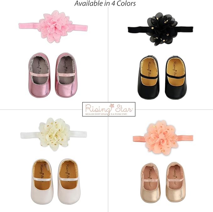 Rising Star Baby Girls' Shoes and Headband Gift Box Set