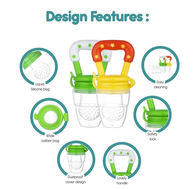 Baby Fruit Feeder Pacifier (2 Pack), Fresh Food Feeding Teether for Toddler