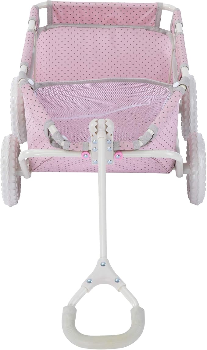 Olivia's Little World - Polka Dots Folding Princess Baby Doll Wagon, Toy Storage Wagon