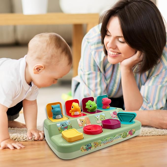 Interactive Dinosaur Pop Up Toy for Babies and Toddlers,Early Learning and Brain Development Educational Plaything 18 Months+
