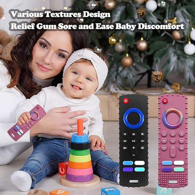 Baby Teething Toys-TV Remote Control Shape Silicone Infants Teething Toys 0-18 Months,BPA-Free
