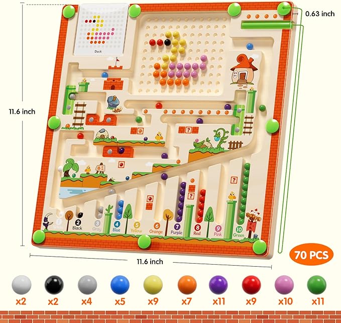 Magnetic Color and Number Maze Montessori Toys for 3+ Year